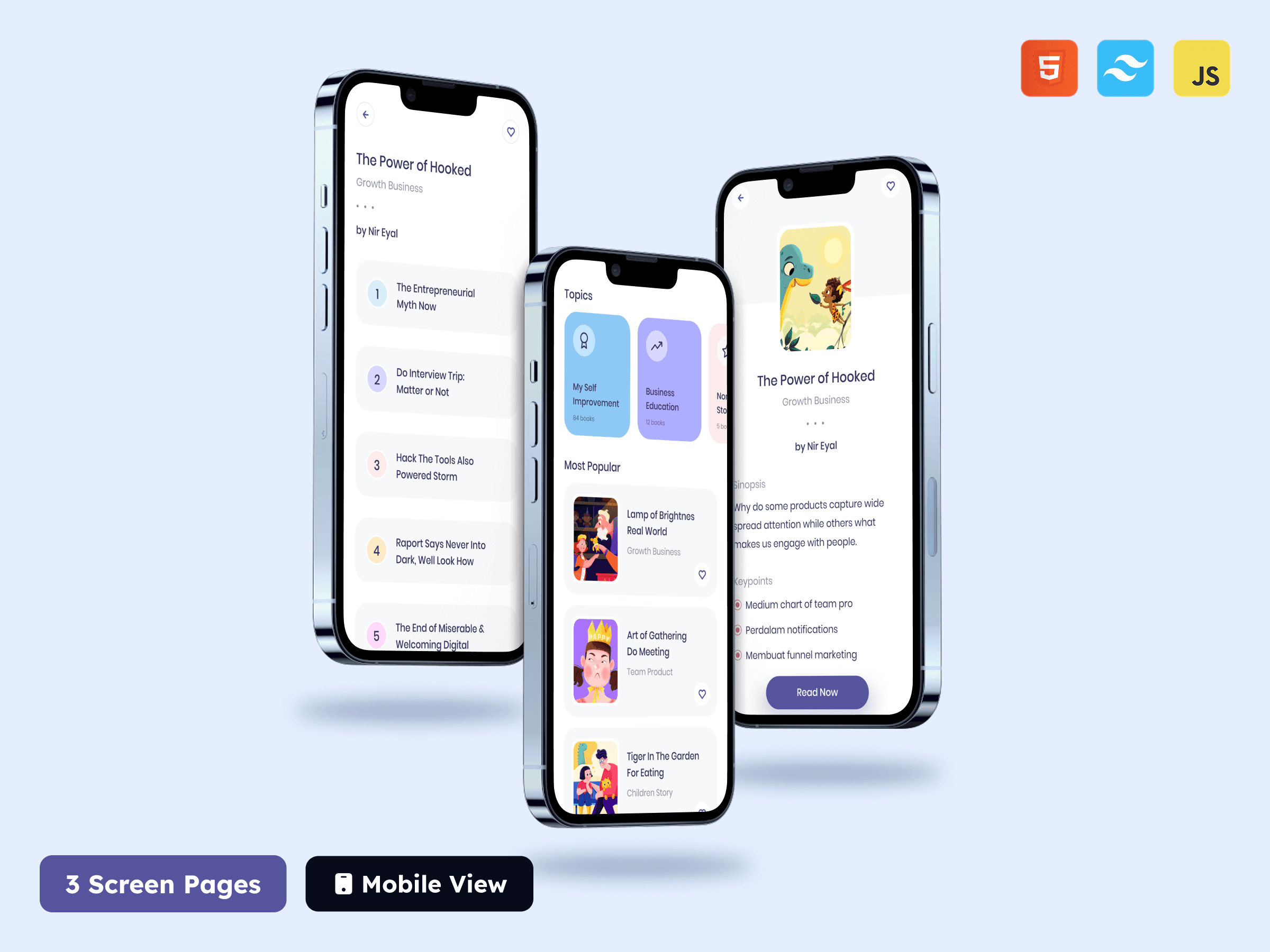 Bookies - Read Digital HTML Tailwind CSS Template Thumbnail