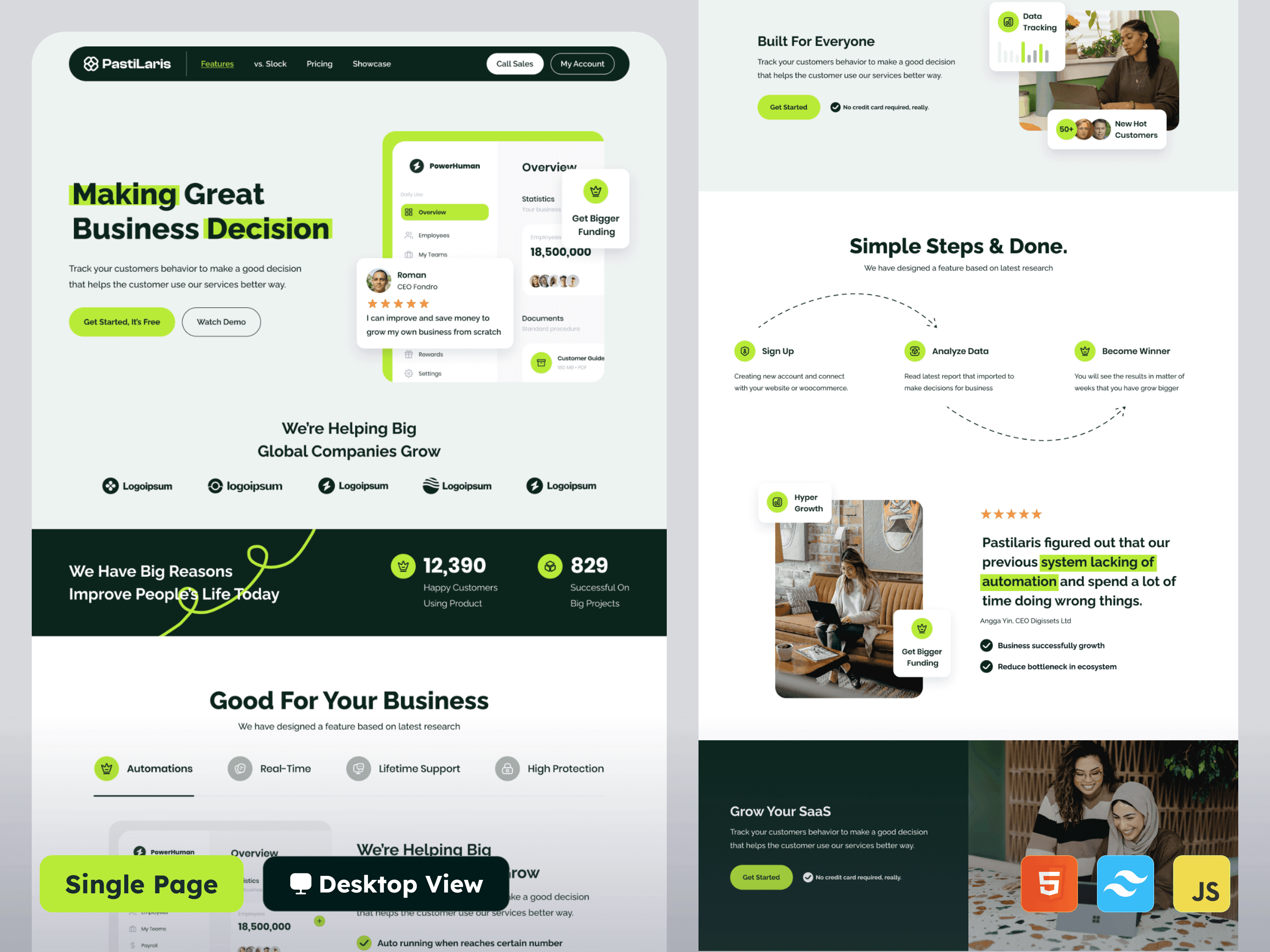 Pastilaris - Saas Landing Page HTML Tailwind CSS Template Thumbnail